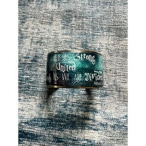 Rustic Cuff Silver Tone Metal and Blue Bracelet with Albus Dumbledore Quote